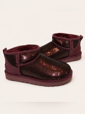 UGG Classic Ultra Mini Mirror Ball Sequins Boots Wild Grape
